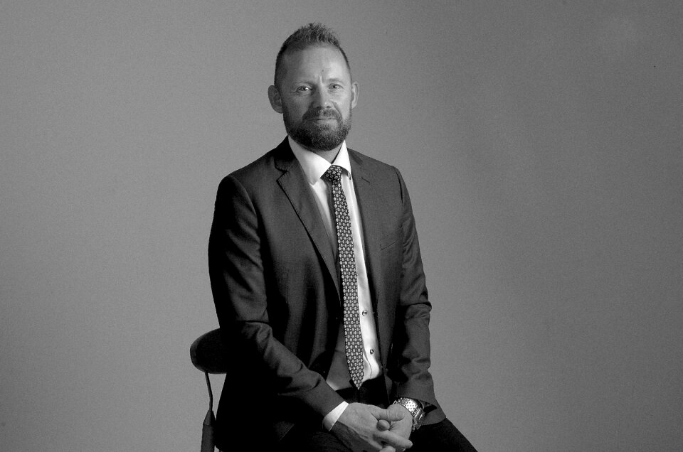 Beard smile black and white photo