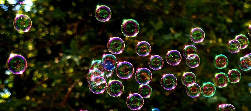 Make soap bubbles soapy water balls photo