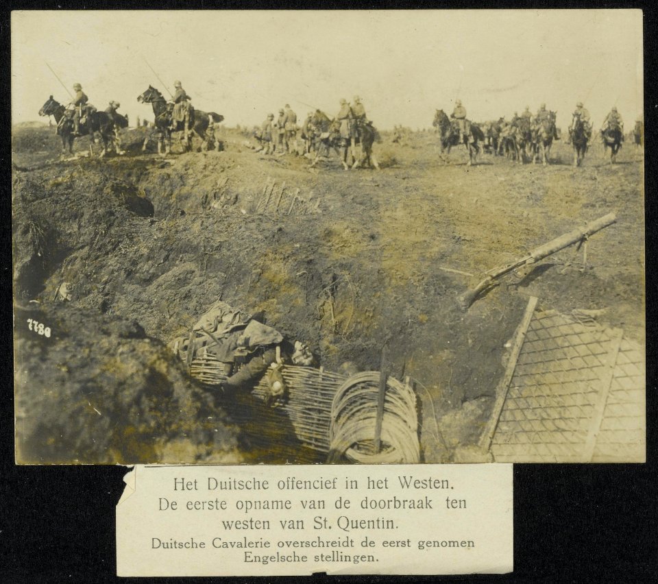 De eerst opname van de doorbraak ten westen van St. Quentin. Duitsche Cavalerie , Bestanddeelnr 158-0710