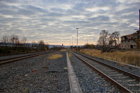 Railway train tracks railway rails photo