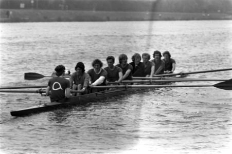 De acht van Asopos (Leidse studenten Roeivereniging), winnaar in het hoofdnummer, Bestanddeelnr 925-6922