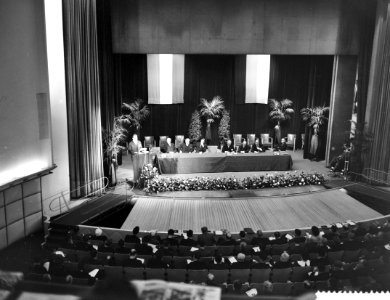 De burgemeester van West-Berlijn Willy Brandt spreekt in Utrecht, overzicht van , Bestanddeelnr 910-2960