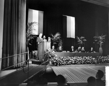De burgemeester van West-Berlijn Willy Brandt spreekt in Utrecht,, Bestanddeelnr 910-2962