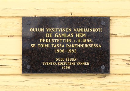 De Gamlas Hem Plaque Oulu