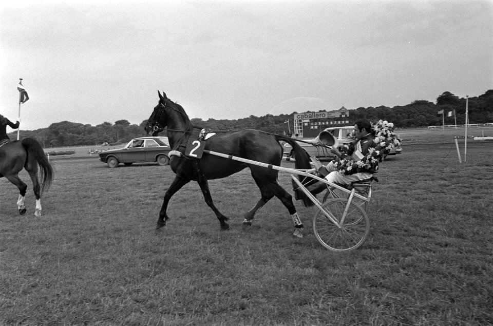 De Fransman J.Roussel wint met het paard Tatusca d'Avril en maakt een ereronde, Bestanddeelnr 923-6324, 923-6325, 923-6326