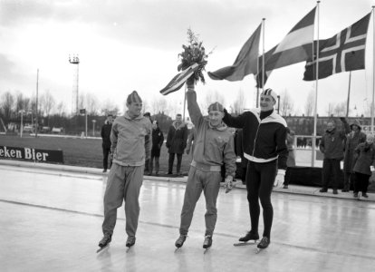 Drielandenschaatswedstrijden op Jaap Eden baan te Amsterdam K Backmann (Zweden, Bestanddeelnr 913-5597