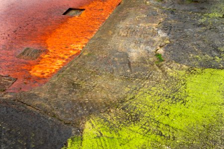 Dried algae and rusty plate on a boat ramp in Govik photo