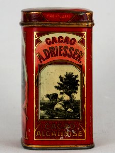 Driessen cacao 100gram blikje met afbeelding van molen, zijlschepen en koeien, foto4