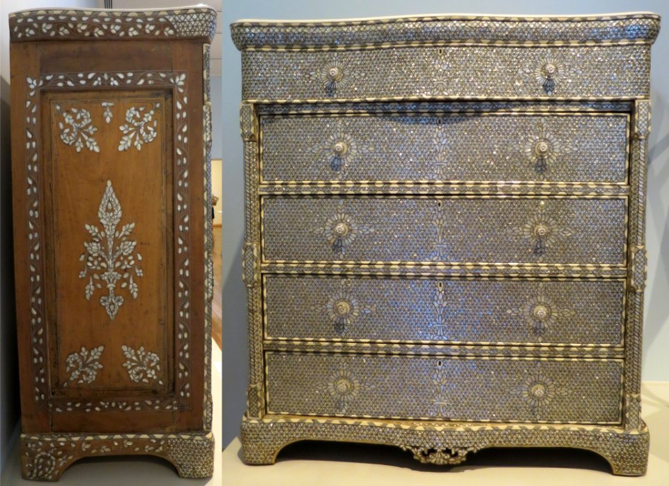 Dresser from Damascus, Syria, 19th century, wood, mother-of-pearl, metal wire and plated copper alloy, HAA