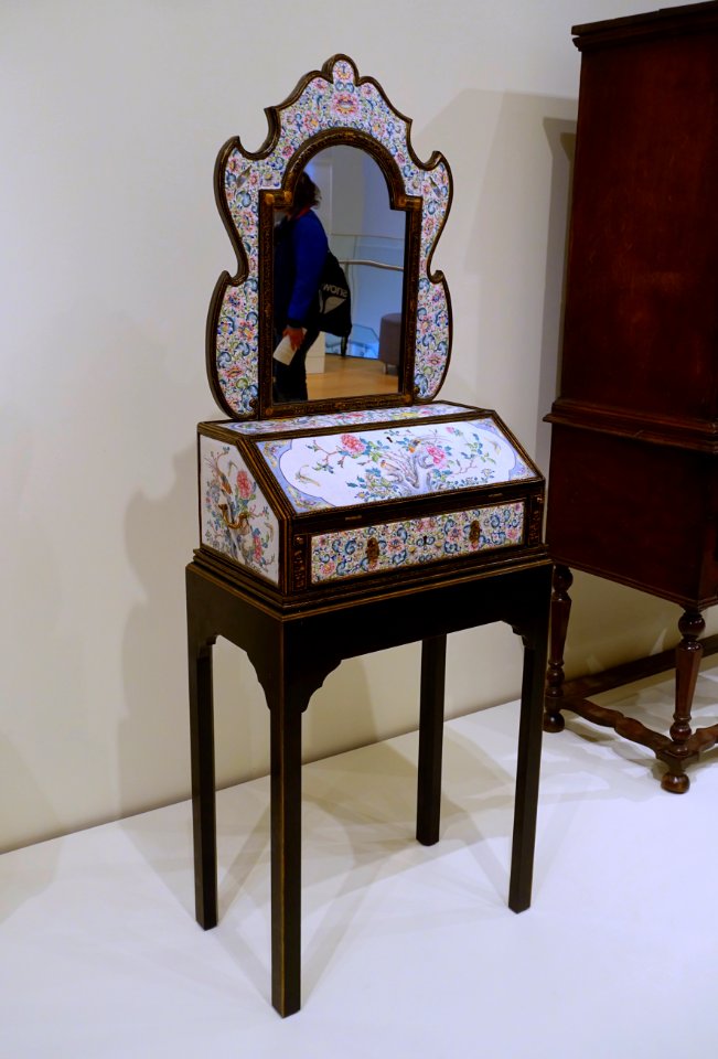 Dressing table, Guangzhou, China, c. 1730, enamel, wood, lacquer, glass, metal, view 1 - Peabody Essex Museum - DSC07321