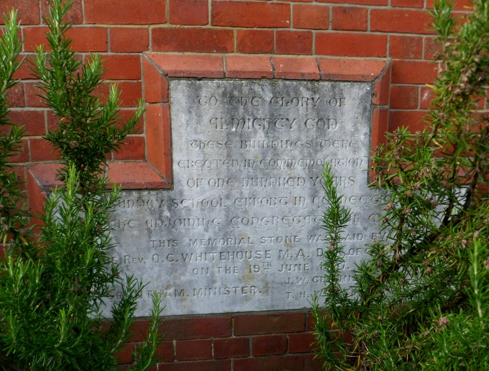 Dorking United Reformed Church, West Street, Dorking (NHLE Code 1230093) (July 2013) (Foundation Stone)
