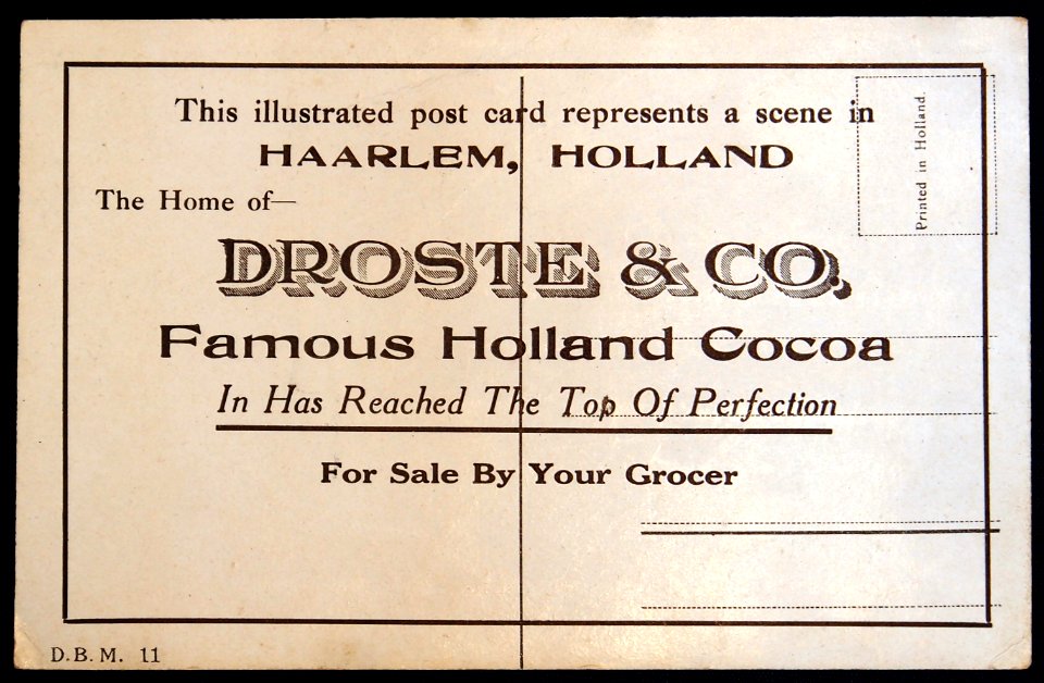 Droste & Co anzichtkaart Scene in Haarlem (achterkant)