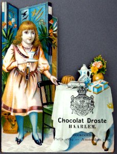 Droste plaatje met bericht van G J Droste op achterkant