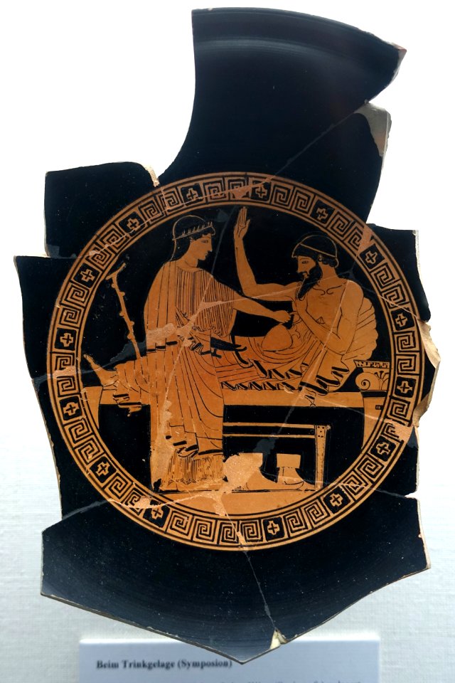 Drinking bowl fragments with symposion, Douris, Athens, 480-470 BC, L 483 - Martin von Wagner Museum - Würzburg, Germany - DSC05779