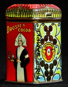 Droste cacao sample blikje met gouden bovenrand, foto6