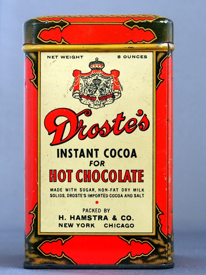 Drostes instant cocoa for Hot Chocolate packed by H Hamstra & Co, 8 ounces blikje, foto 1