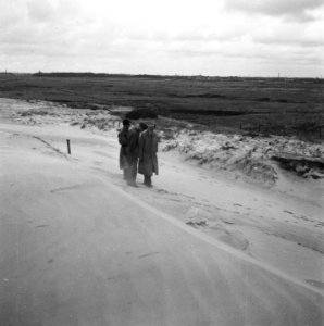Drie mannen staan op een duin, Bestanddeelnr 900-6218