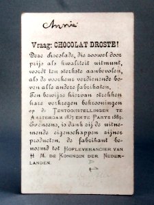 Droste verzamel plaatje met afbeelding van Clown en ganzen (achterkant)