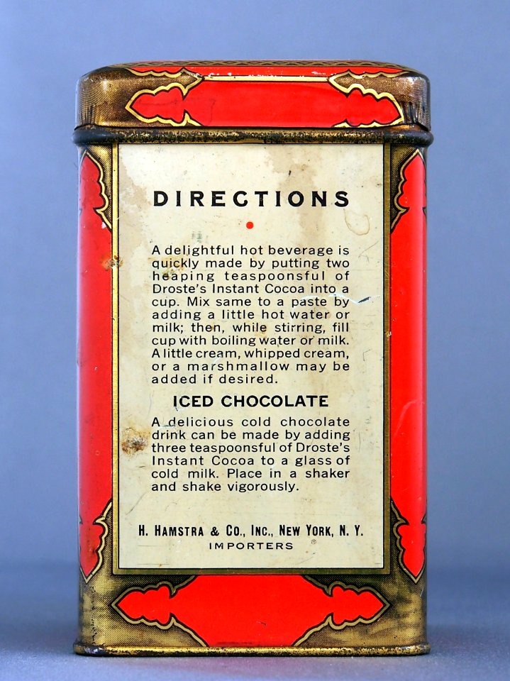 Drostes instant Cocoa packed by H Hamstra & Co, Inc 8 ounces blikje, foto 2
