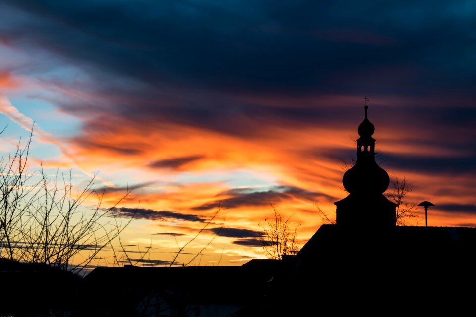 Church silhouette sky