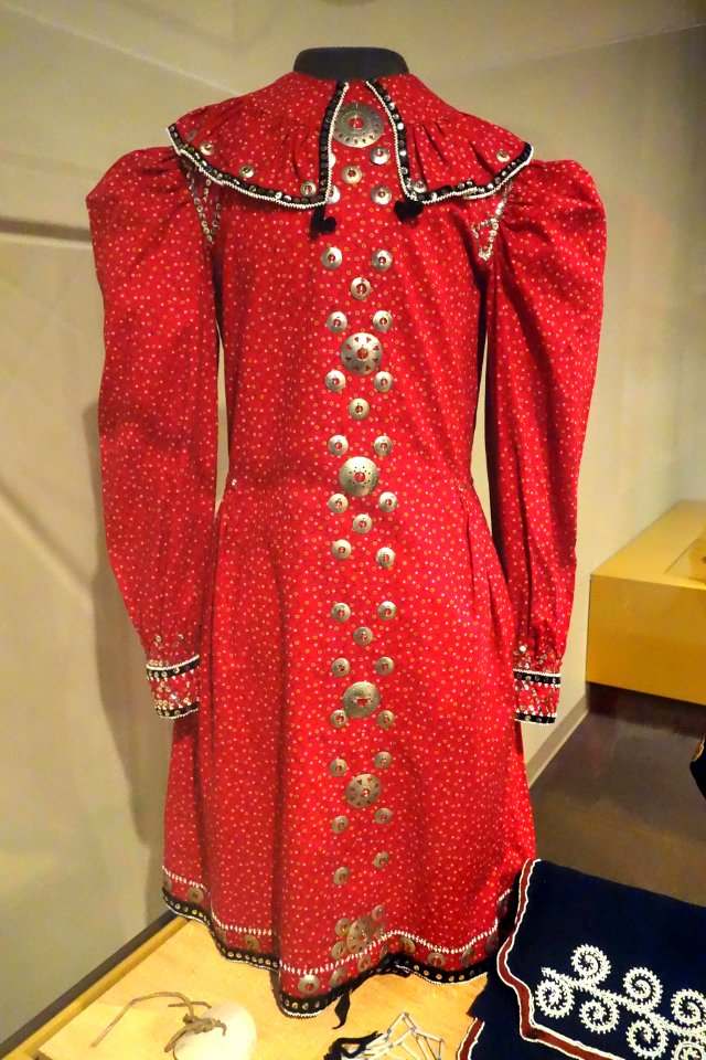Dress, Haudenosaunee, early 1900s, cotton, metal, sequins, silver - Glenbow Museum - DSC00931