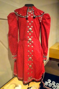 Dress, Haudenosaunee, early 1900s, cotton, metal, sequins, silver - Glenbow Museum - DSC00931