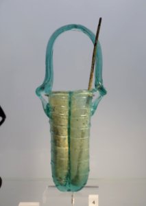 Double cosmetic tube (dilekythos) for kohl, Palestine, late 4th to end of 5th century AD, glass - Landesmuseum Württemberg - Stuttgart, Germany - DSC03354
