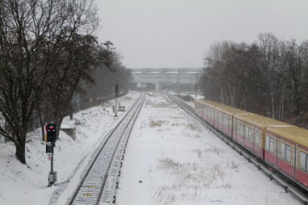 Dresdener Bahn S-Bahn south of Südkreuz with snow 2021-02-08 02