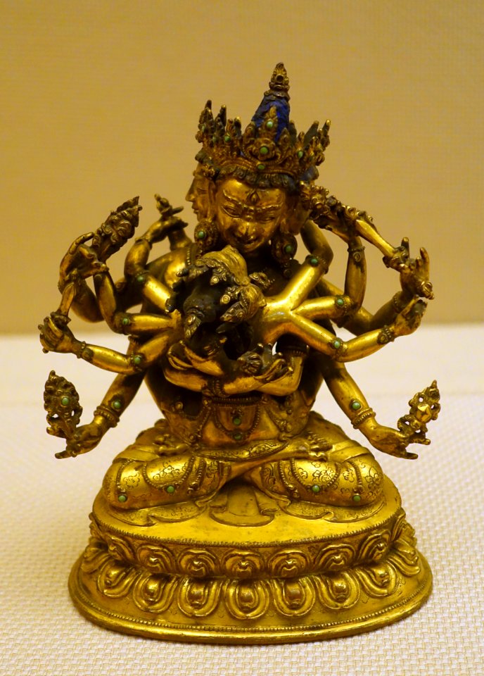 Double-body Vajradhara, Tibet, 1368-1644 AD, gilt copper - Sichuan Provincial Museum - Chengdu, China - DSC04380