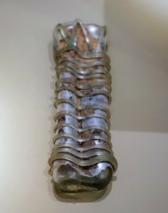 Double-fluted ungentarium, Roman, 1st-4th century AD, glass - Middlebury College Museum of Art - Middlebury, VT - DSC07940