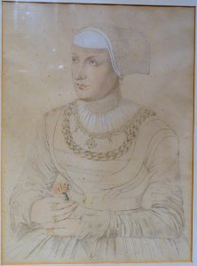 Drawing for portrait of a lady with a squirrel (sic), by Hans Holbein, c. 1526 AD, drawing - Kulenovic Collection - Karlskrona, Sweden - DSC08464
