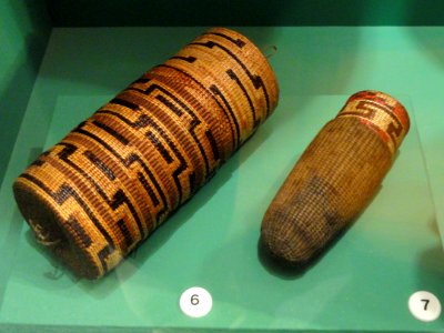 Double baskets, Tlingit, collected c. 1878 (left) and c. 1900 (right) - Native American collection - Peabody Museum, Harvard University - DSC05600 photo