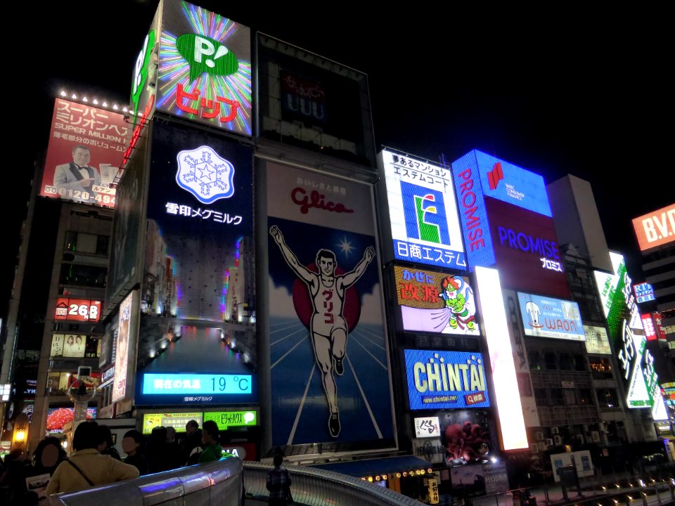 Dotombori signs at night of the day of Pocky & Pretz (1)