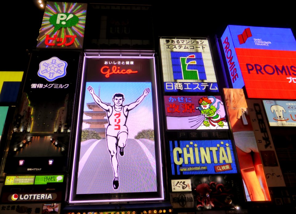 Dotombori signs at night of the day of Pocky & Pretz (2)