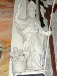 Doulaincourt, église Saint-Martin, retable de Saint-Roch, détail, statue Saint Nicolas