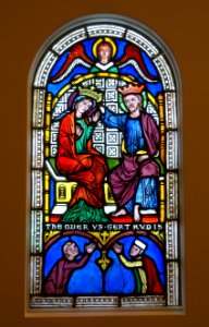 Dormition of the Virgin Mary and Coronation of the Virgin Mary (Coronation), Cologne, c. 1250-1260, stained glass - Museum Schnütgen - Cologne, Germany - DSC09773