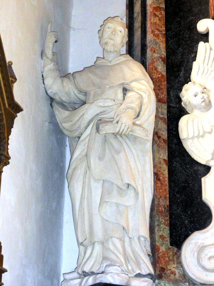 Doulaincourt, église Saint-Martin, retable de la Vierge, detail, statue d'un saint