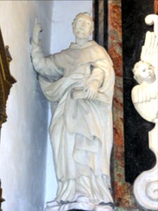 Doulaincourt, église Saint-Martin, retable de la Vierge, detail, statue d'un saint