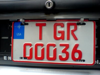 Dt. Probe- und Überführungskennzeichen T GR 00036 (USA)