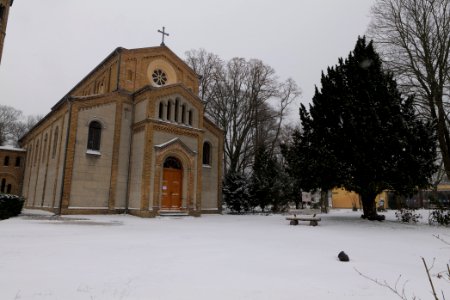 Dorfkriche Caputh with snow 2021-02-07 01