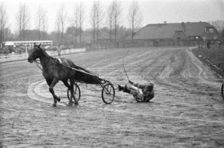 Draverijen op Mereveld, Theo Massidor gooit rijder Geersen in de modder, Bestanddeelnr 911-7274
