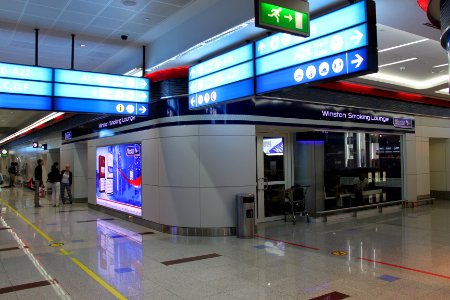 Dubai International Airport Winston smoking room outside