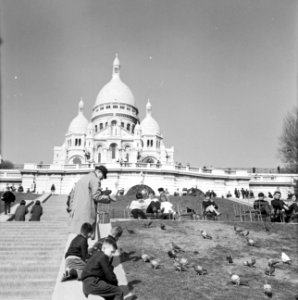 Duiven voeren aan de voet van de Basilique du Sacré-Coeur, Bestanddeelnr 254-0605