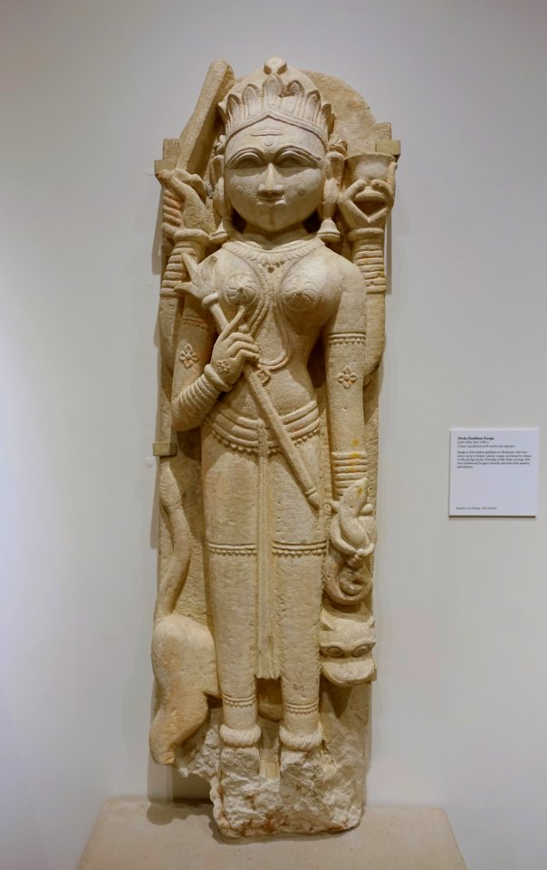 Durga, East India, late 1700s, sandstone with red pigment - John and Mable Ringling Museum of Art - Sarasota, FL - DSC00758