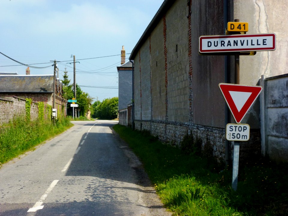Duranville (Eure, Fr) city limit sign