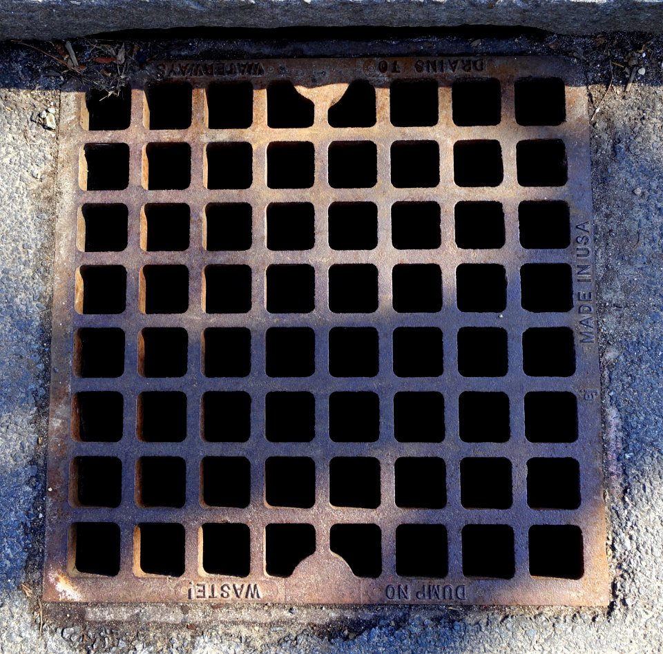 Dump No Waste! Drains to Waterways, ej Made in USA - Arlington, MA - DSC08714