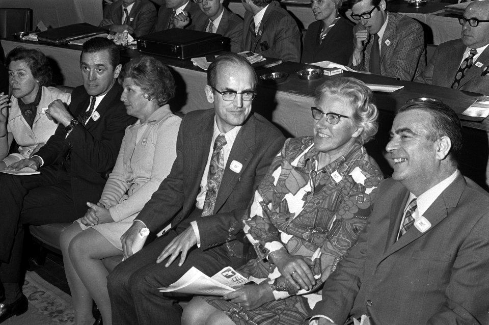 DS70-congres in Zeist, v.l.n.r. fractieleider Berger, ex-minister De Brauw , ex-, Bestanddeelnr 925-9495