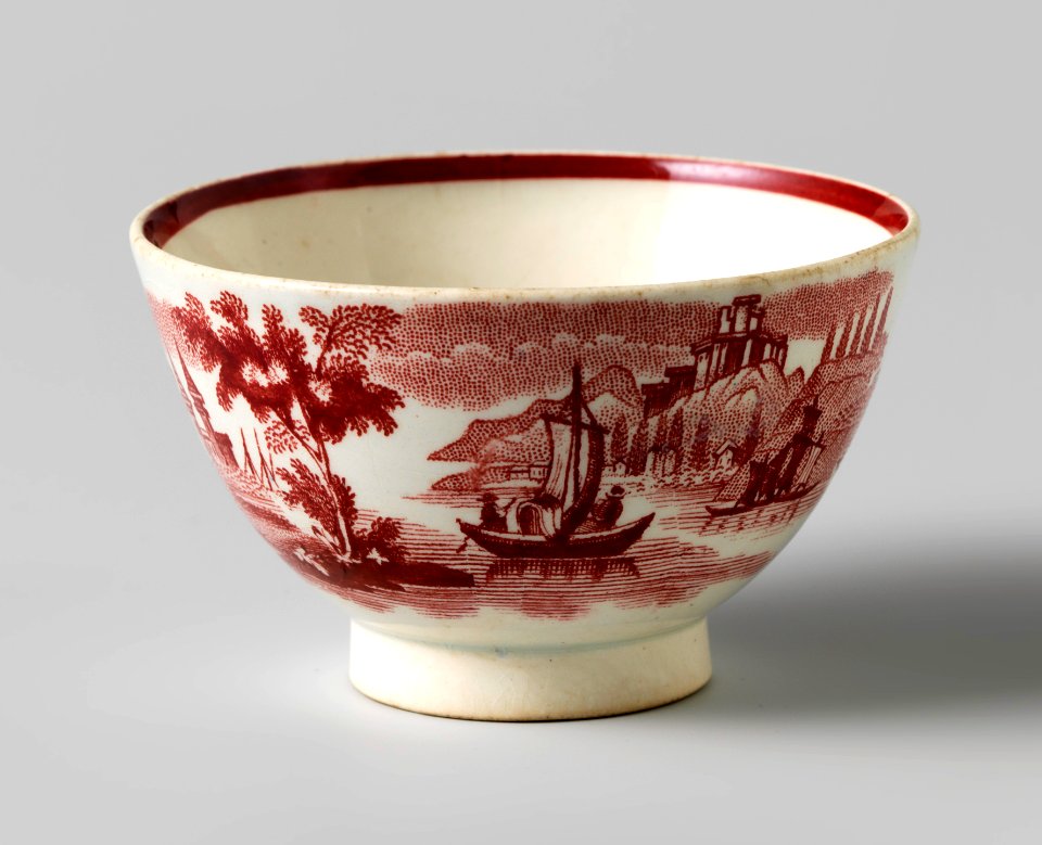 Drinkkom met decoratie rivierscène (1851), Petrus Regout & Co