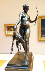 Diana by Edward McCartan, 1920, cast bronze, view 2 - Chazen Museum of Art - DSC02465 photo