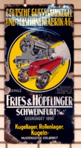 Deutsche Gussstahlkugel und Maschinenfabrik enamel advert sign at the den hartog ford museum